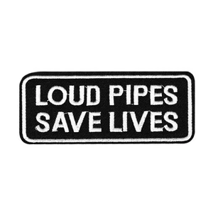 Parche bordado para planchar Loud Pipes Save Lives - Insignia de motocicleta de motociclista - Imagen 1 de 2