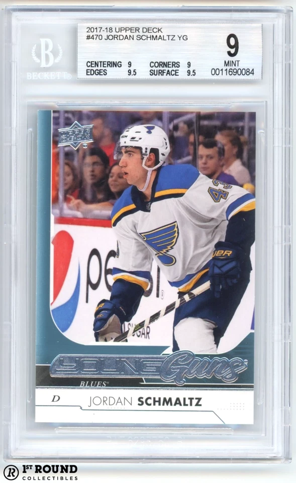 Jordan Schmaltz RC BGS 9+: 2017-18 Upper Deck YG Rookie Card - Image 1 of 3