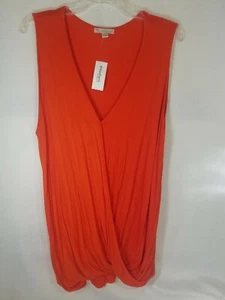 Dressbarn Womens Bright Orange V-Neck Sleeveless Top Shirt Tank Size 1X NEW TAGS - Picture 1 of 7
