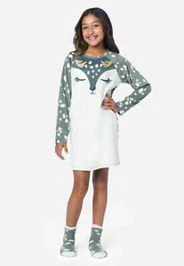 Justice Girls Critter Night Gown Sleep Shirt PJ's & Socks Small 7/8 New Steel - Picture 1 of 5