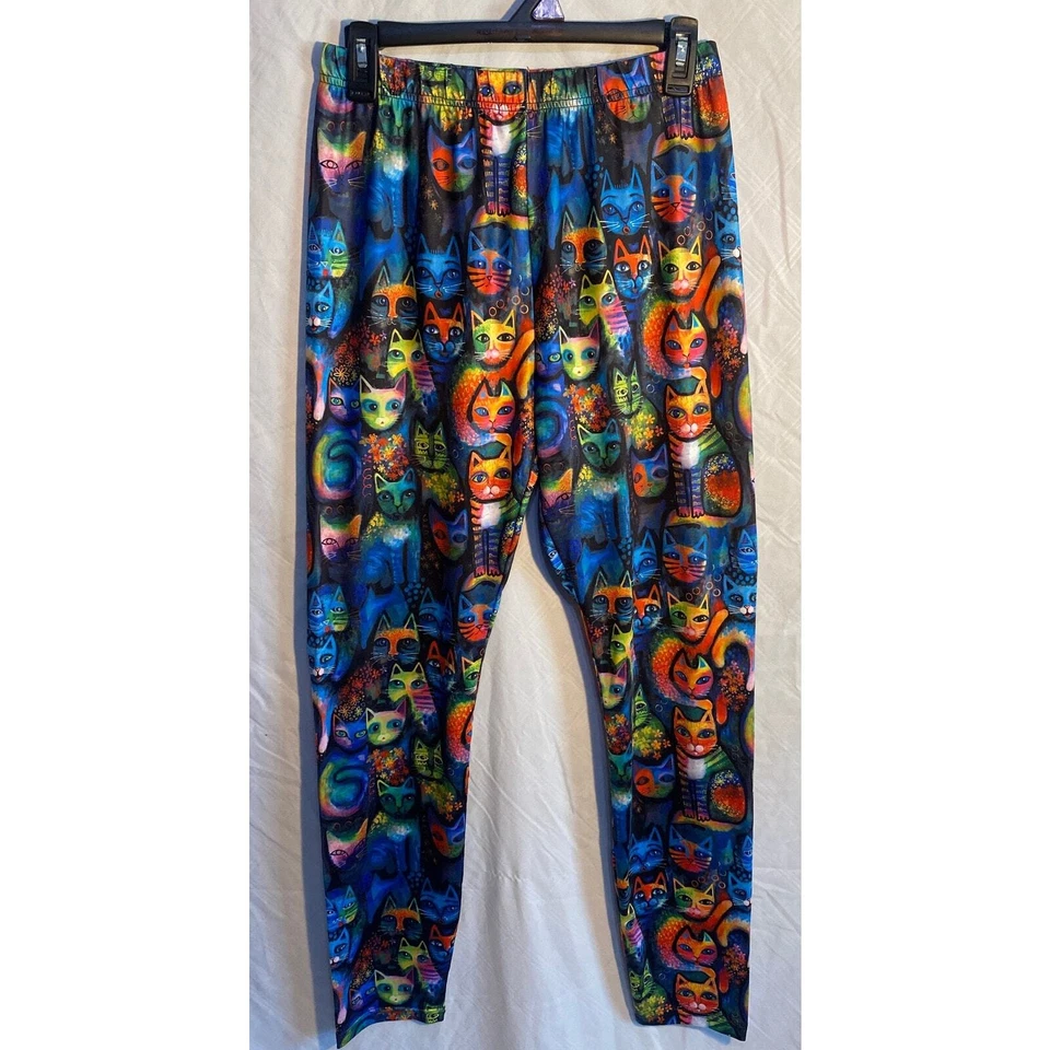Misslook Vibrant Artsy All Over Cat Print Leggings Womens Size Medium - Image 1 of 4