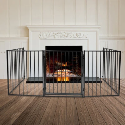 Kaminschutzgitter Türschutzgitter Absperrgitter Hundegitter Ofenschutz mit Tür - Bild 1 von 4