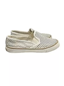Tory Burch Off White Leather Slip-On Perforated Sneakers Women's Size 7 - Picture 1 of 14