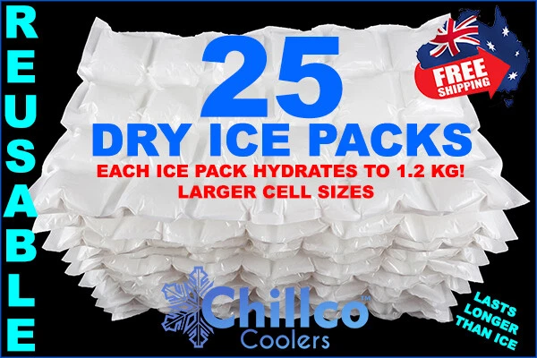 25 X CHILLCO HEAVY DUTY DRY ICE / GEL PACKS - REUSABLE - 1.2 KG- AUSTRALIAN MADE - image 1 of 1