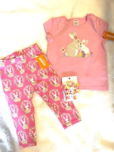 NEW GIRLS SHORT SLEEVE  BUNNIES OUTFIT WITH BARRETTES SIZE 4T BY GYMBOREE * - Picture 1 of 4