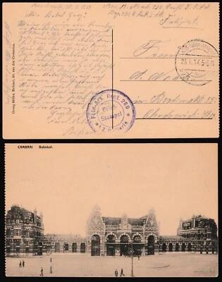 Germany Cover 1917 WWI Feldpost Cambrai Station Feld-Art Regt 280 2 Batt Z2958 - Image 1 of 4