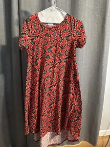 Lularoe Carly Dress XXS Floral Flower Vivid Colors Multicolor High Low - Picture 1 of 3