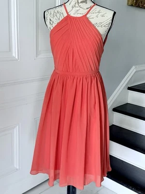 Vestido de cóctel de dama de honor naranja coral JJ’S HOUSE damas talla aproximada 2 a 4 Foto 1 de 4
