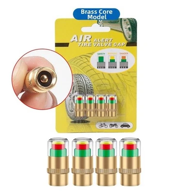 4 Pcs Car Tire Pressure Valve Stem Covers 24 BAR Color Coded Indicators - Image 1 of 4