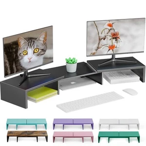 Dual Monitor Stand for Desk, Metal Computer Stand, Desk Shelf Riser,Desktop O... - Picture 1 of 7
