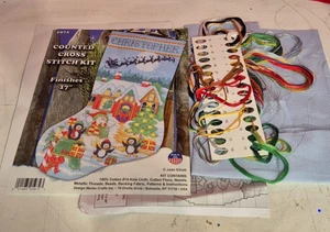 Design Works counted cross stitch kit "Stocking Penguin Party - Picture 1 of 7