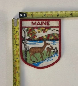 MAINE 3.125x3.75” SHIELD PATCH DEER DOE FAWNOUTDOORS DNR COLLECTOR 70s VINTAGE - Picture 1 of 3