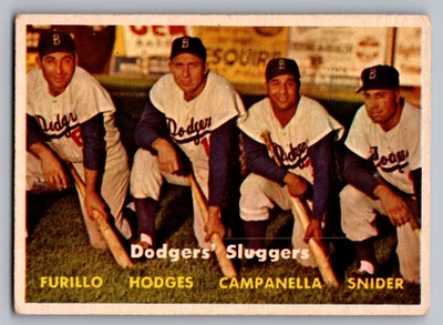 1957 Topps #400 Carl Furillo/Duke Snider/Roy Campanella/Gil Hodges Foto 1 de 3
