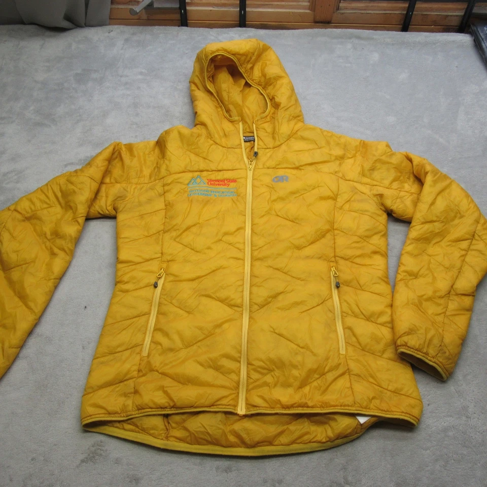 Chaqueta de investigación al aire libre para mujer mediana amarilla con capucha aislante Vermont University Foto 1 de 4