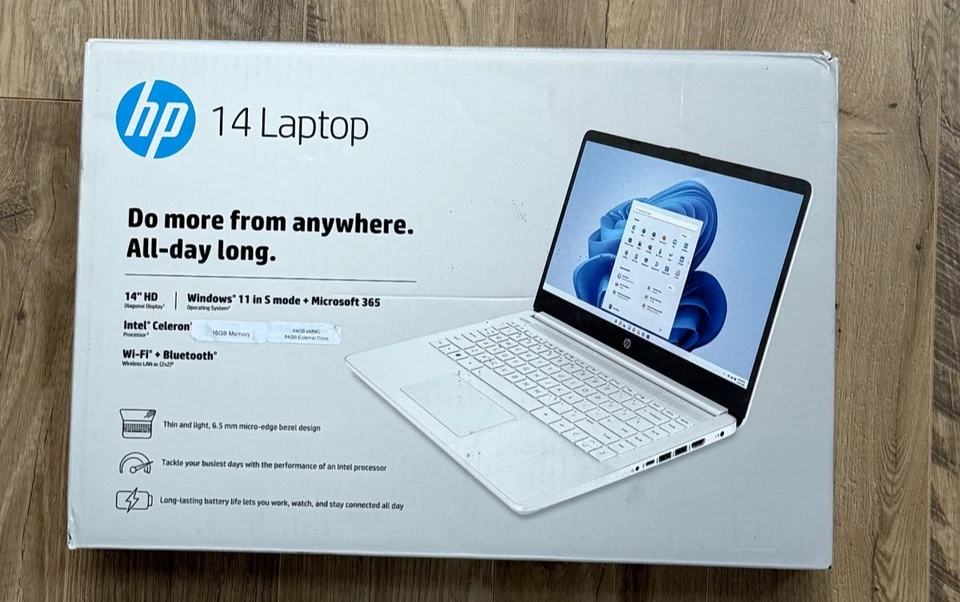 NOVO Notebook HP 14" HD Intel 4-core N4120 4GB 64GB Branco Win 11 Home - Imagem 1 de 4