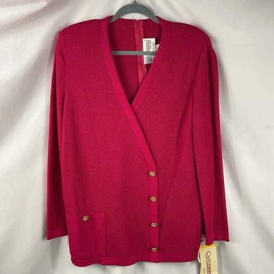 Retro 1980 Castleberry Cardigan Blouse Women 18 Pink V-Neck Long Sleeve 1-Pocket - Image 1 of 2