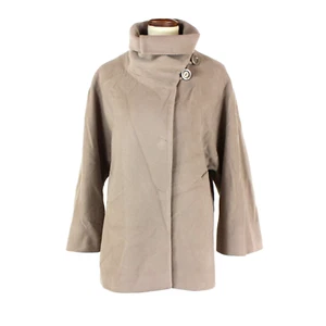 Cinzia Rocca Icons Coat Beige Dolman Sleeve Concealed Snap Front Jacket Wool M - Picture 1 of 7