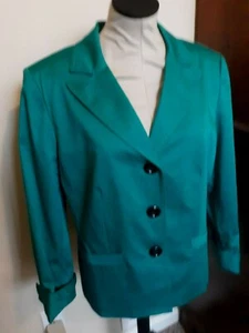 W75  Suit Jacket w/ Large Black  Buttons -Evan Picone -Jade-Size 16-High Quality - Picture 1 of 7