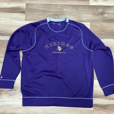Minnesota Vikings Sweater Mens XL Fleece Pullover Purple Crewneck Antigua Cover