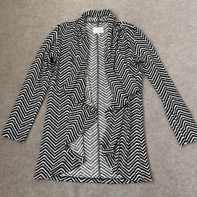 Небеса синий кардиган женщин маленький черный белый каскад открытый передний свитер - Изображение 1 из 4