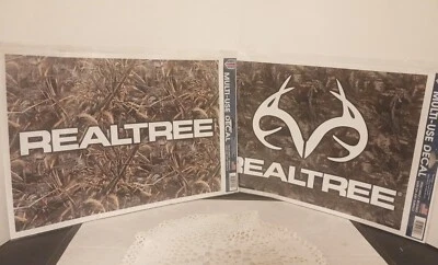 Set Of 2 REALTREE Multi-Use Decals. Antlers Camo Hunting Woods 17" New- Sealed. - Image 1 of 4