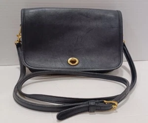 Vintage Coach Penny black Leather crossbody shoulder bag C1P-9755 used - Picture 1 of 20