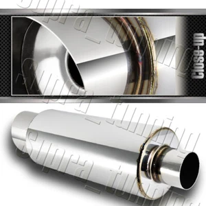 Stainless 4" Fire Ball Slant Tip Weld On Exhaust Muffler 2.5" Inlet Universal - Picture 1 of 6