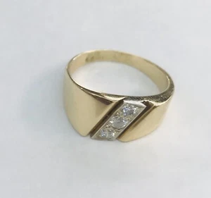 Vintage Mens 14k Solid Yellow Gold .30tcw Natural Diamond Cluster Ring Size 9 - Picture 1 of 9