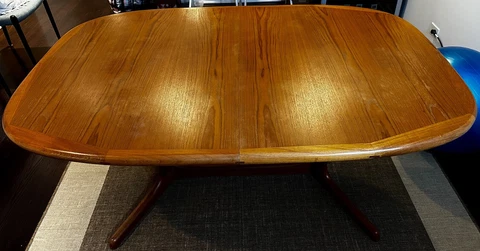 Dyrlund Mid Century Danish Teak Hidden Leaf Expanding Dining Table Cover