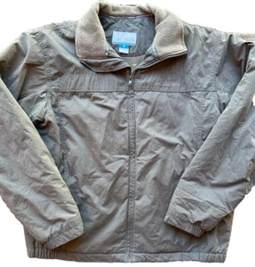 Columbia Jacket Men’s Large Brown Full Zip Fleece Lined Windbreaker Bomber - Picture 1 of 12