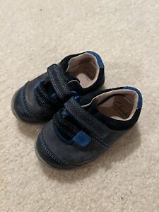 Clarks First Shoes Toddler Boy Blue Leather  Shoes Size 3.5M/W