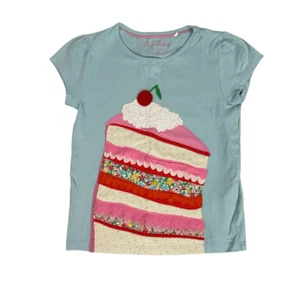 Mini Boden Blue Cake Applique T-Shirt size 4-5 puff Sleeve - Picture 1 of 6