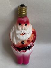 VTG Figural Painted Christmas Bulb Santa Bell Milk Glass TESTED 20V Japan  #4GB