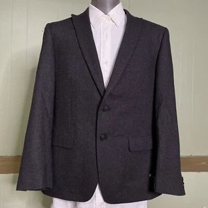John Varvatos Wool Gray Red Striped Peak Lapel Dual Vent Blazer Jacket 42R - Picture 1 of 11