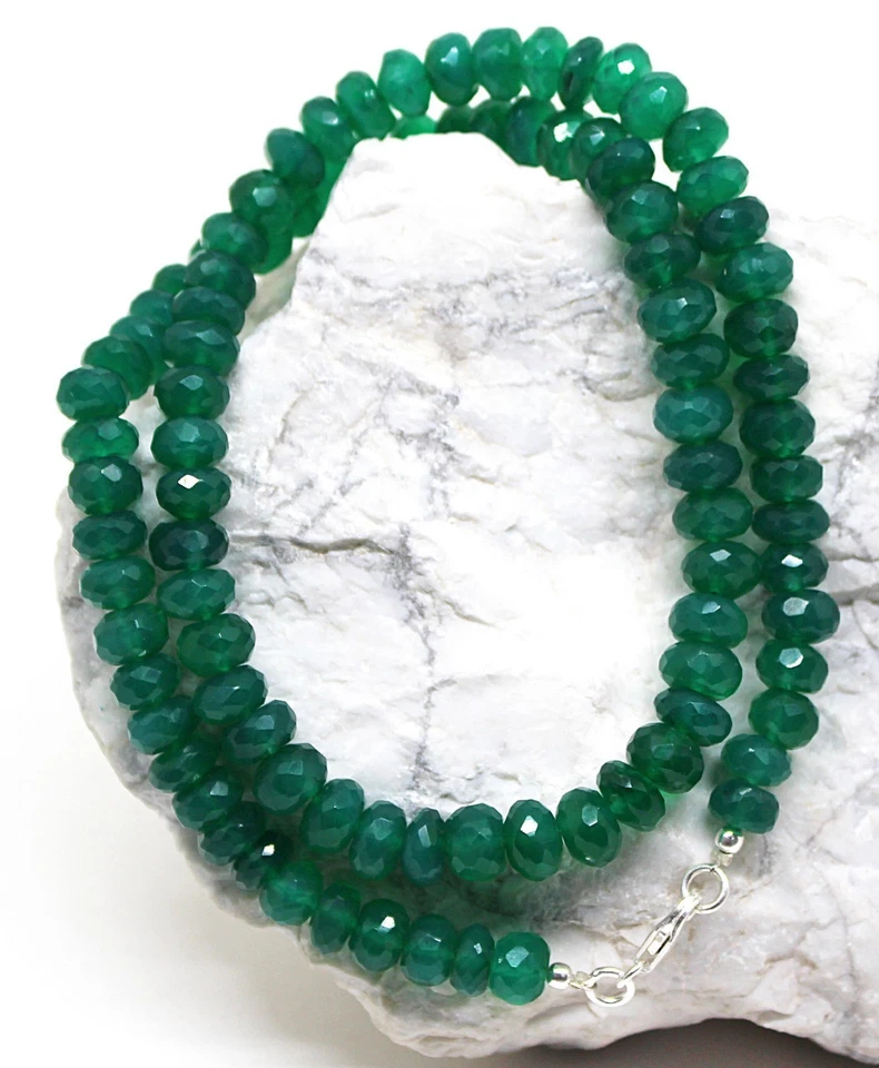 Collana bracciale argento sterling 925 pietre preziose onice verde gioielli... - Immagine 1 di 4