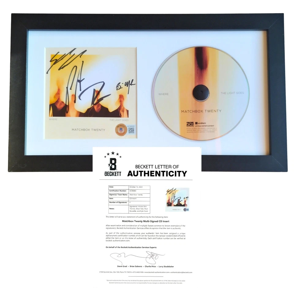 Matchbox Twenty Signed Where The Light Goes CD Beckett BAS COA Autograph Framed Foto 1 de 4