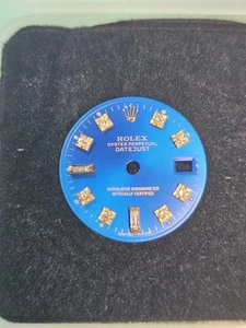 Rolex Ladies Dial Datejust Blue Custome Diamond With Bagette At 6 & 9 26mm Dial - Picture 1 of 10