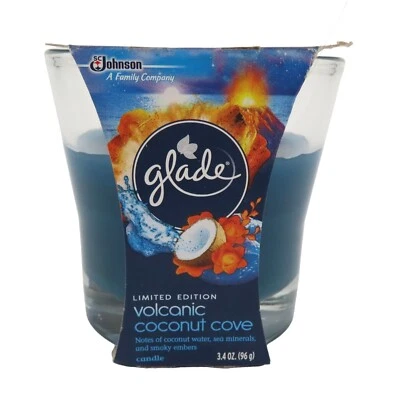 Glade Volcanic Coconut Cove 3.4oz NEW Limited Edition Glass Jar Container Candle - Image 1 of 4