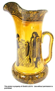 VINTAGE ROYAL DOULTON PITCHER Morrisian Ware Art Nouveau w/ Figures - Picture 1 of 7