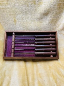 Vtg Case XX CAP 254 Stainless Steel 6 Piece Steak Knives Set Wood Handles Clean! - Picture 1 of 9