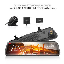 WOLFBOX G840S Mirror Dash Camera 1080P Front and Rear View Dash Cam 32G SD