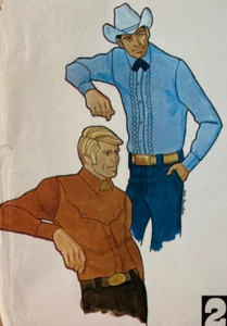 Authentic Patterns 222 Men's Western Dress Shirt w Decorative Front Size 40 UC - Picture 1 of 4