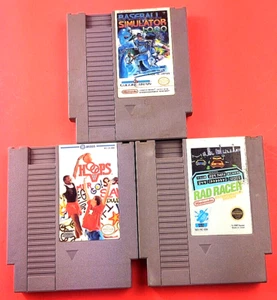NES LOT BASEBALL SIMULATOR 1.000, RAD RACER and HOOPS - AUTHENTIC NINTENDO cj - Picture 1 of 7