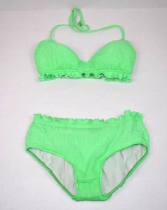 Vintage Swimsuit Bikini Jantzen Size XS/S 50s 60s Lime Green Rouched Bikini - Picture 1 of 9