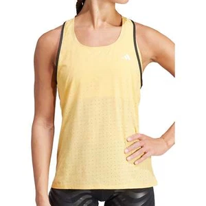 adidas Adizero Womens Running Vest Yellow Run Lightweight Sleeveless Tank Top - Picture 1 of 4