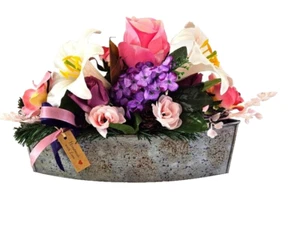 Grabgesteck Künstliche Blumen Rosen Lilien Kunstblumen Gedenktage Friedhof 8935 - Bild 1 von 13