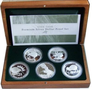 New Zealand - 2004 to 2008- Kiwi Proof Coin Set - 1 OZ Kiwi Coins !!!Scarce - Picture 1 of 6