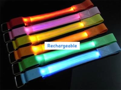 Rechargeable LED LIGHT ARMBAND/ANKLE BAND Glow Flash running sport bike cycling - Image 1 of 4