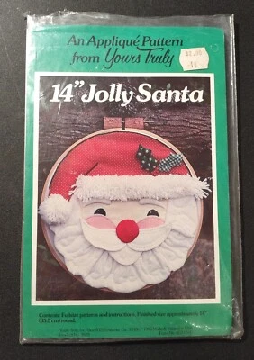 Yours Truly Pattern #3929 14 英寸 Jolly Santa 贴花被子环未切割  — 第 1/3 张图片