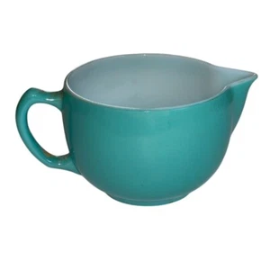 Vintage Hazel Atlas Creamer Mug Milk Glass Turquoise Teal Aqua Milk Glass - Picture 1 of 5